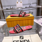 FF Women Signature Slides Dark Pink Gray Canvas Slide