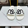 GG Men's Snake Embossed Slide White Black Rubber 540109