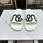 GG Men's Snake Embossed Slide White Black Rubber 540109