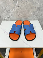 HM Men's Izmir Slide Blue Orange Cowhide 619451