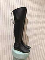 The Row 2025 Over-the-knee Boot Black Elastic PU Sheepskin 556129