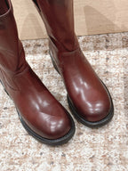 MiuMiu's 26SS Runway Slouch Boots Burgundy Leather 533042