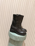 MiuMiu's 26SS Runway Slouch Boots Dark Brown Leather 533043