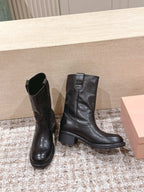 MiuMiu's 26SS Runway Slouch Boots Dark Brown Leather 533043