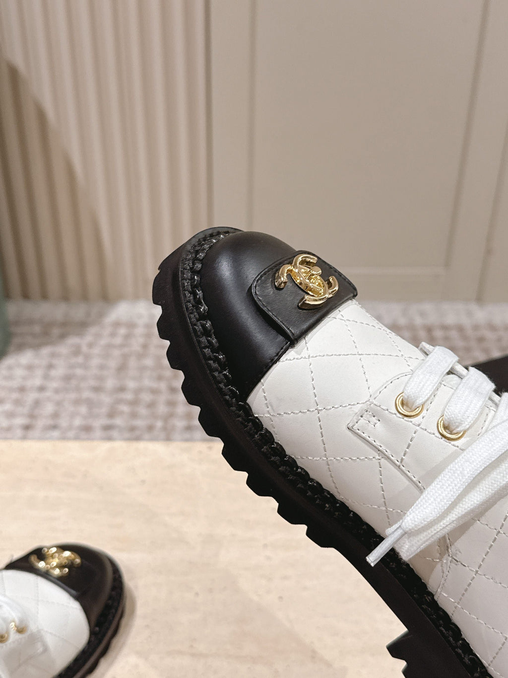 CC 26s Shoes 2cm Black White Quited Calfskin 583904
