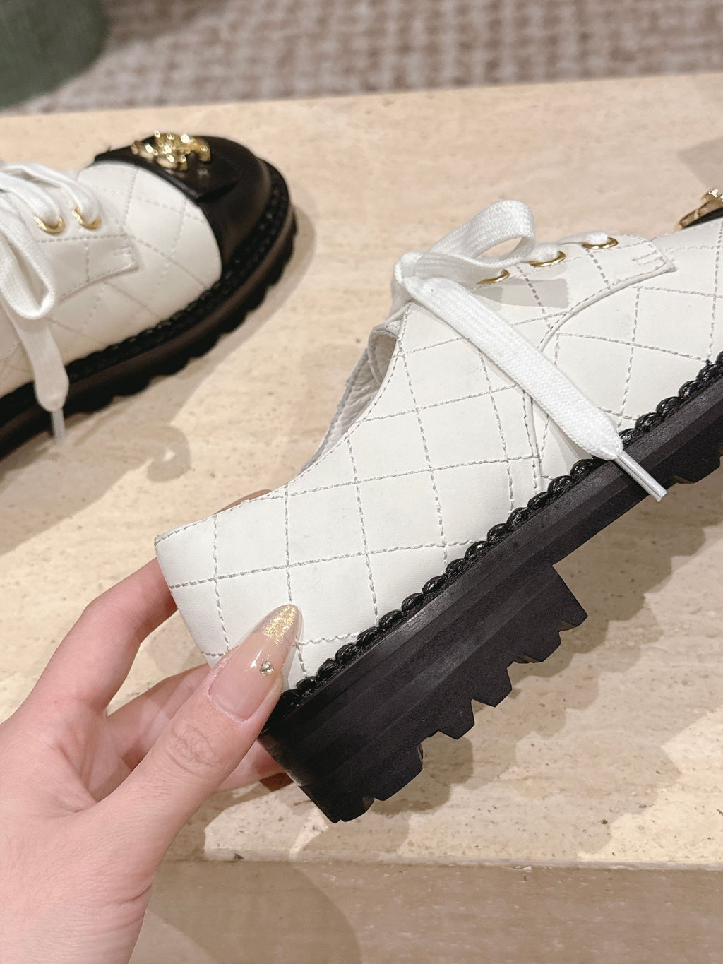CC 26s Shoes 2cm Black White Quited Calfskin 583904