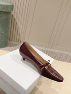 CD M  Pump 4cm Brown Crocodile-Printed Calfskin 694199