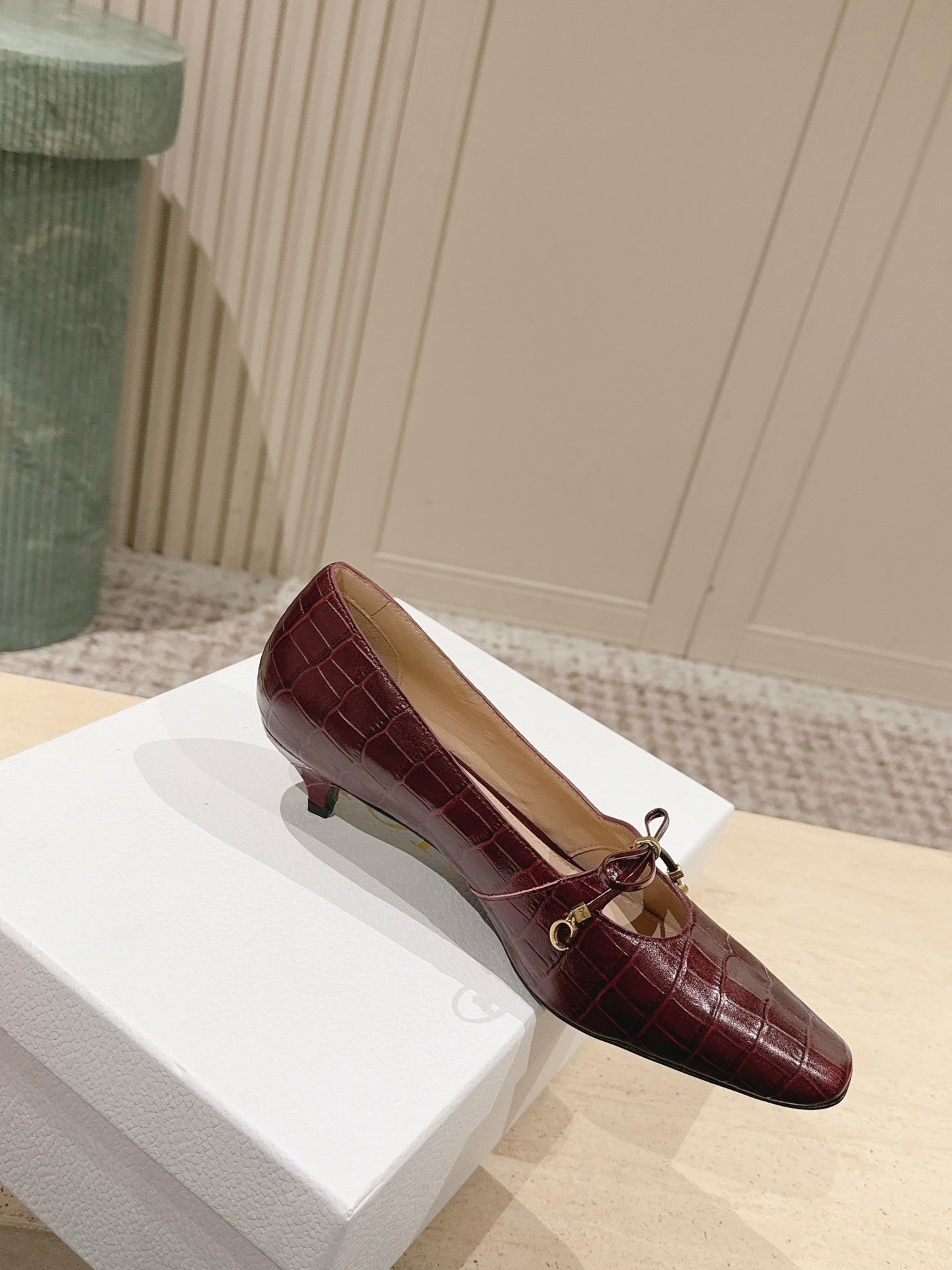 CD M  Pump 4cm Brown Crocodile-Printed Calfskin 694199