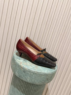 CD M  Pump 4cm Black Burgundy Crocodile-Printed Calfskin 694201