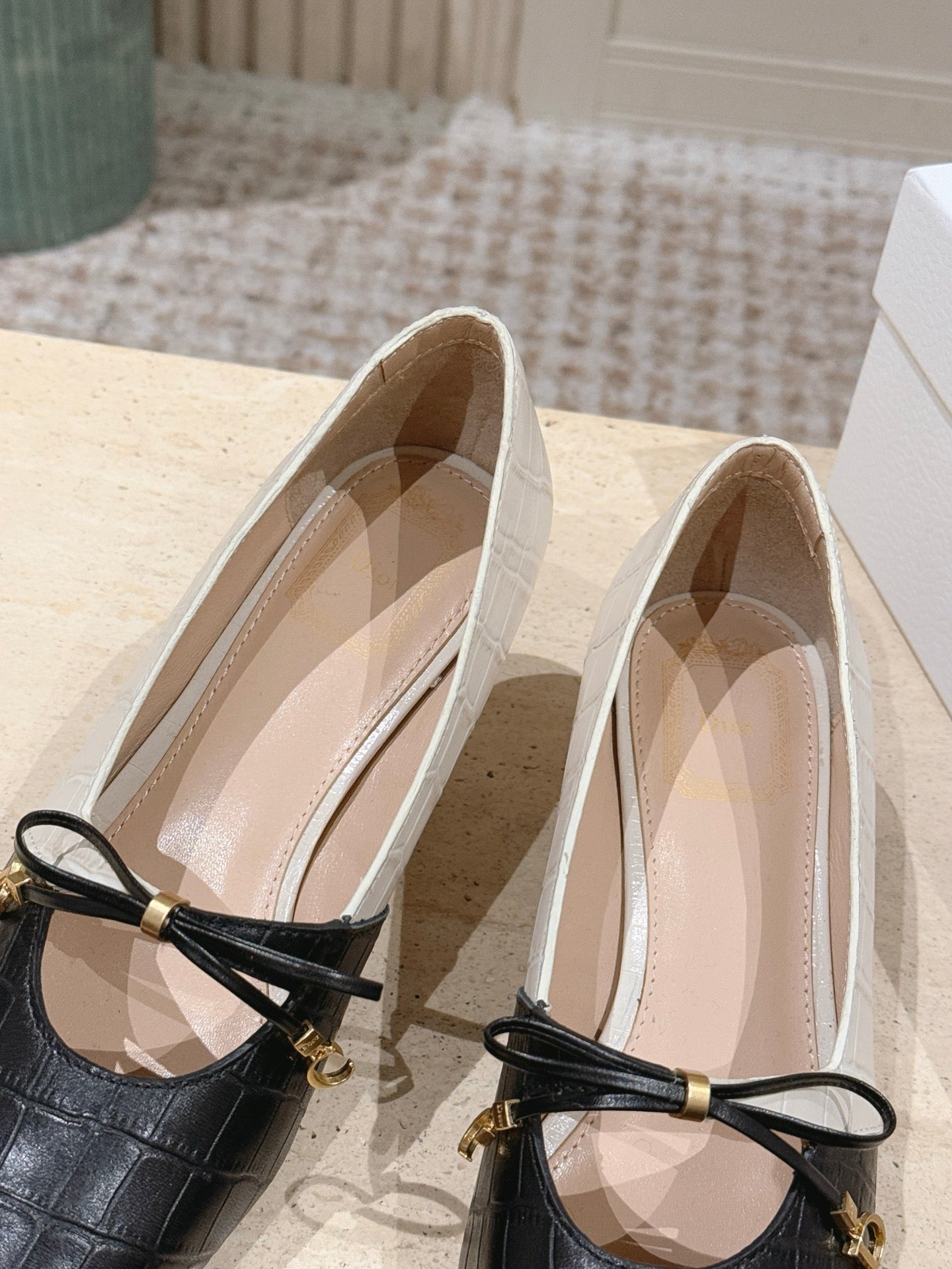 CD M  Pump 4cm Black White Crocodile-Printed Calfskin 694202