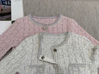 CC Tweed Beaded Coat Pink White Cotton Acrylic 251307