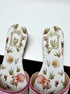 CD 26s Floral Embroidered Sandals White Pink Canvas 683033