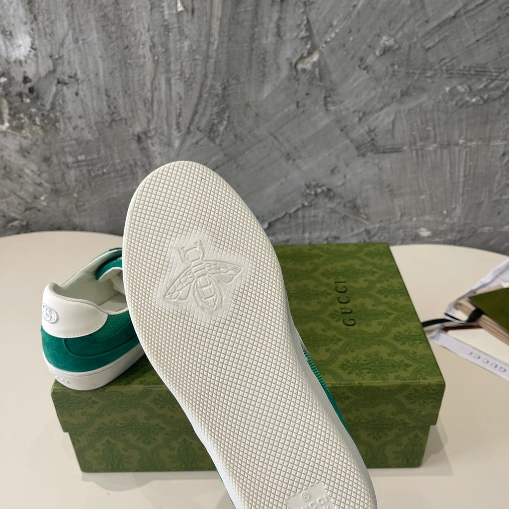 GG Low Sneaker Pine Green Canvas Suede Calfskin