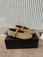 ballet flat in strass beige lambskin