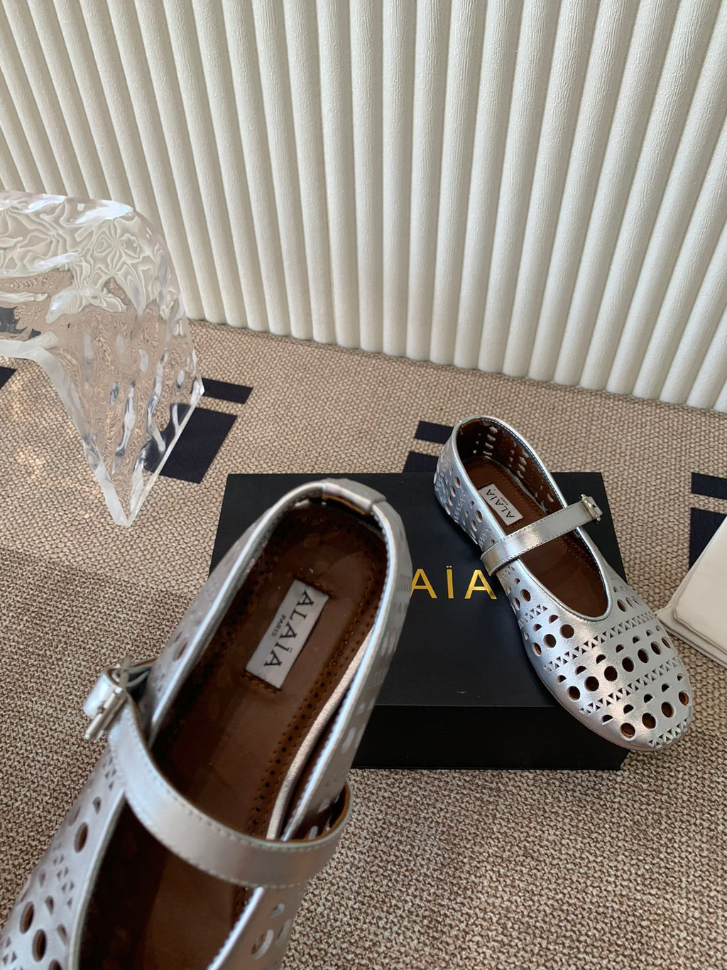 ballet flat in vienne silver metalic lambskin