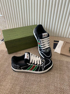 GG SCREENER SNEAKER WITH WEB BLACK CALFSKIN