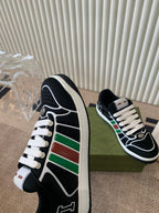 GG SCREENER SNEAKER WITH WEB BLACK CALFSKIN