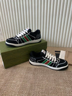 GG SCREENER SNEAKER WITH WEB BLACK CALFSKIN