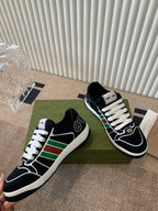 GG SCREENER SNEAKER WITH WEB BLACK CALFSKIN