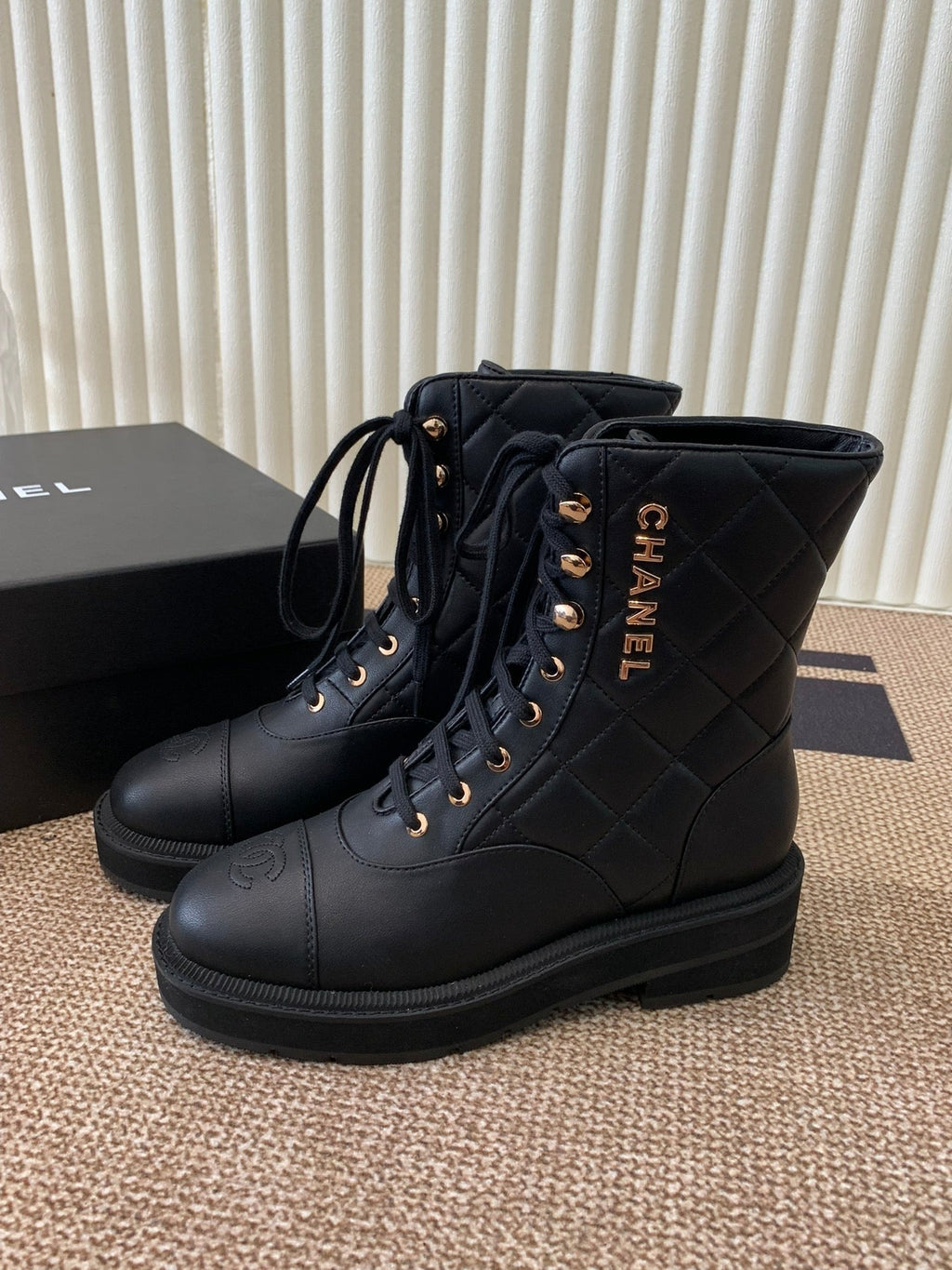 Chanel Electric Ankle Show Boot Black Leather 507526