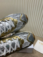 CD Vibe Sneaker In White Mix Dark Grey Gold Polyester Mesh Fabric And Cowhide 113418