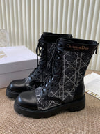 CD D-Unit Ankle Boot In Black Tweed Fabric And Cowhide 113474