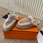 HM Oz Mule In Light Purple Suede Lined With Wool Fleece 113187
