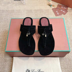 LP 25C Thong Slide Sandal Black Suede 208112