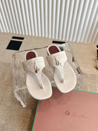 LP 25C Thong Slide Sandal White Suede 208108