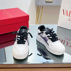 VT 2025 Garavani Sneakers White Black Purple Cowhide 546974