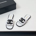 CC Slippers In White Calfskin 149748