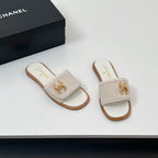 CC Slippers In White Palm Fiber 149725