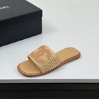 CC Slippers In Dark Beige Palm Fiber 149738