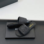 CC Slippers In Black Palm Fiber 149740