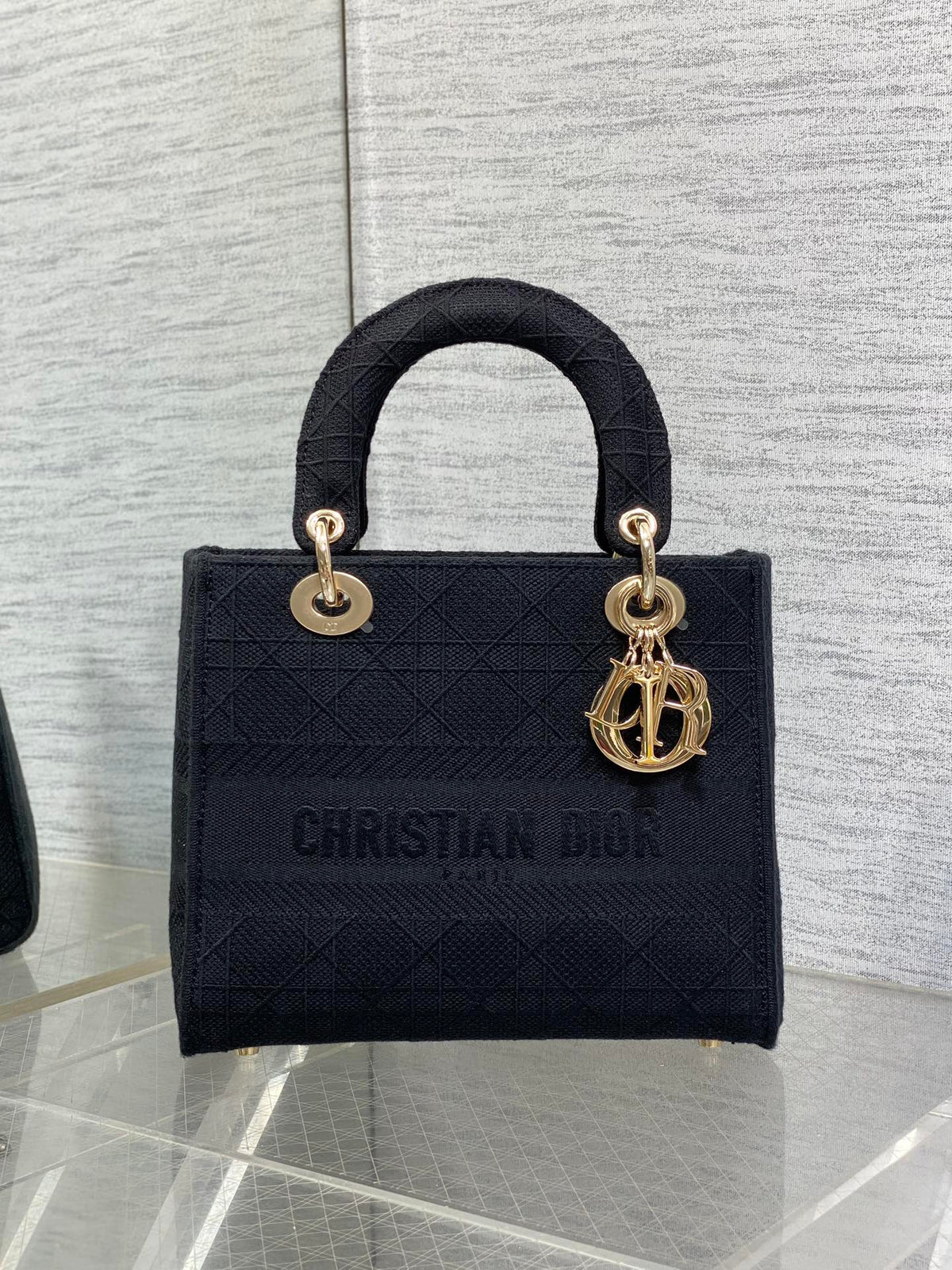 SMALL 24 LADY BAG IN BLACK CANVAS