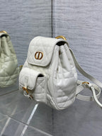 SMALL 20 CARO BACKPACK IN WHITE MACROCANNAGE LAMBSKIN