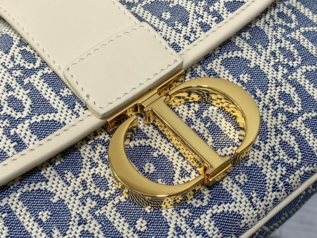CD Montaigne classic monogram 25 blue white canvas jacquard