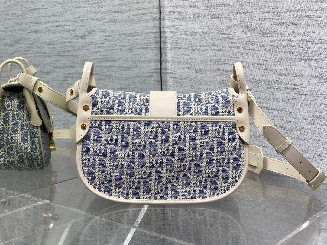 CD Montaigne classic monogram 25 blue white canvas jacquard