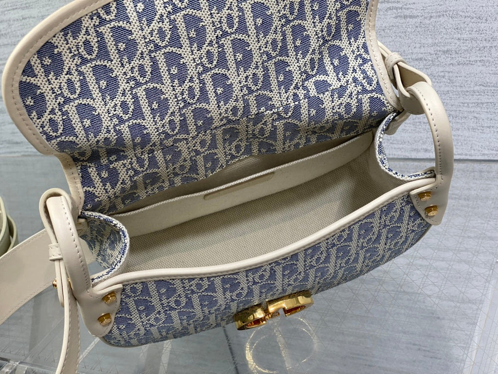 CD Montaigne classic monogram 25 blue white canvas jacquard