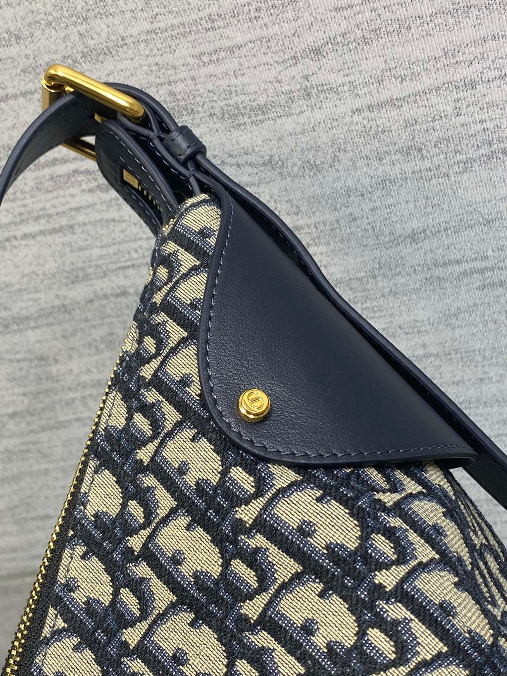Dior 2025 Voyage Bag 34cm Navy Blue mix Beige Canvas Leather 270576