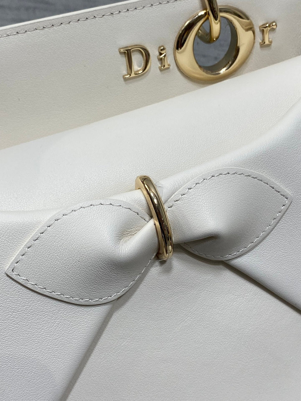 Dior 2025 Bow Bag 28cm White Leather 272515