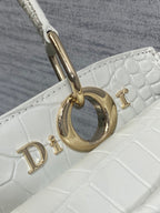 Dior 2025 Crocodile Pattern Bag 28cm White Leather 272525