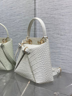 Dior 2025 Crocodile Pattern Bag 28cm White Leather 272525