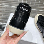 MID LOW LACE-UP ALAN SNEAKERS WITH TRIOMPHE PATCH IN CALFSKIN BLACK