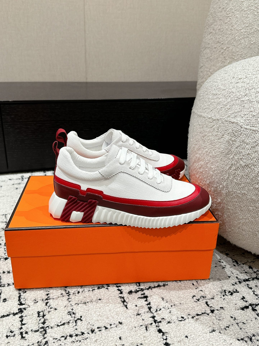 HM Sneaker In White Mesh Fabric 985317