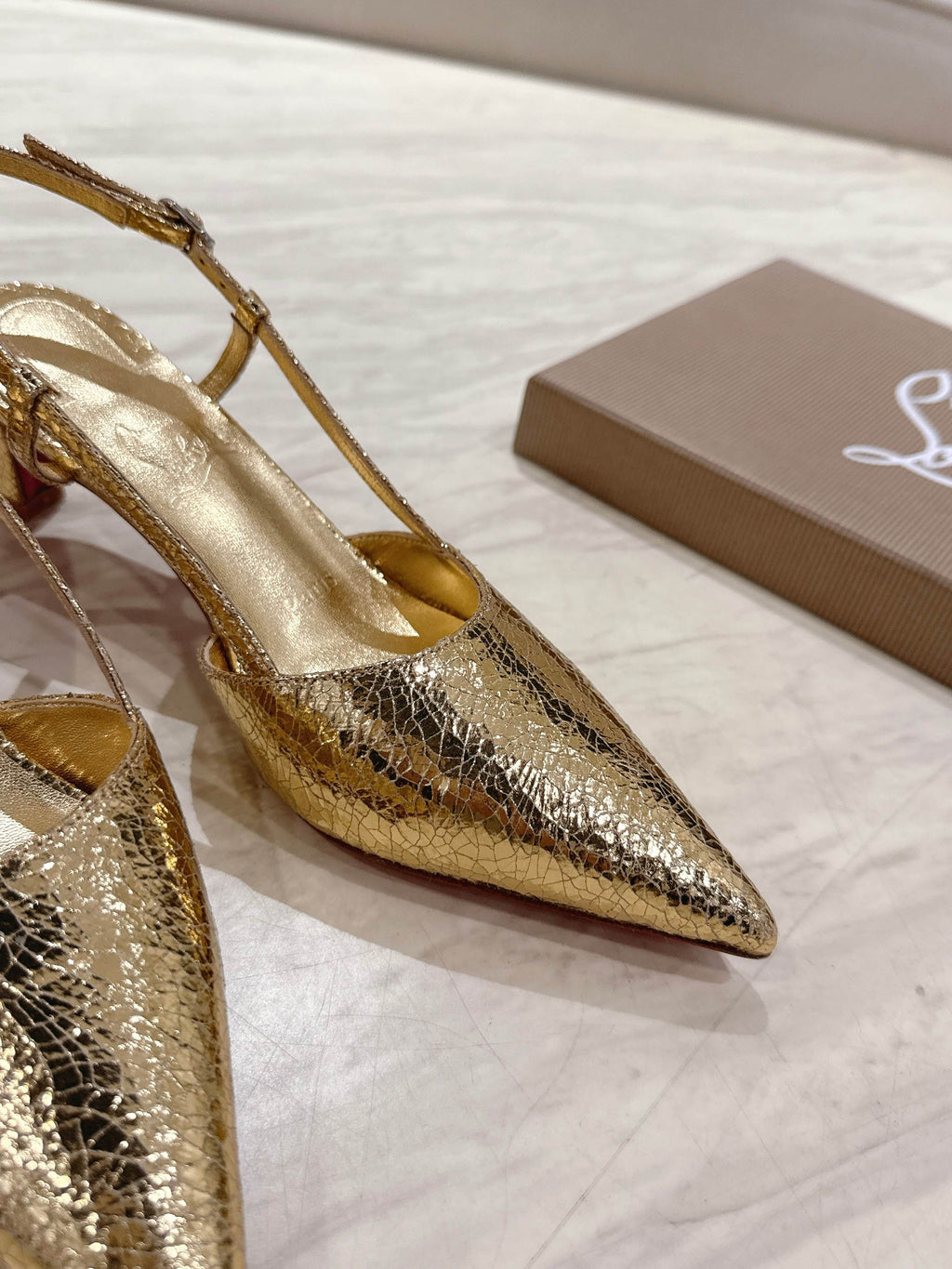 CL 25 Slingback Gold   Fabric 335141