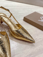CL 25 Slingback Gold   Fabric 335141