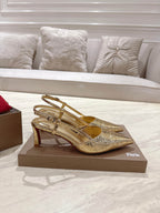 CL 25 Slingback Gold   Fabric 335141