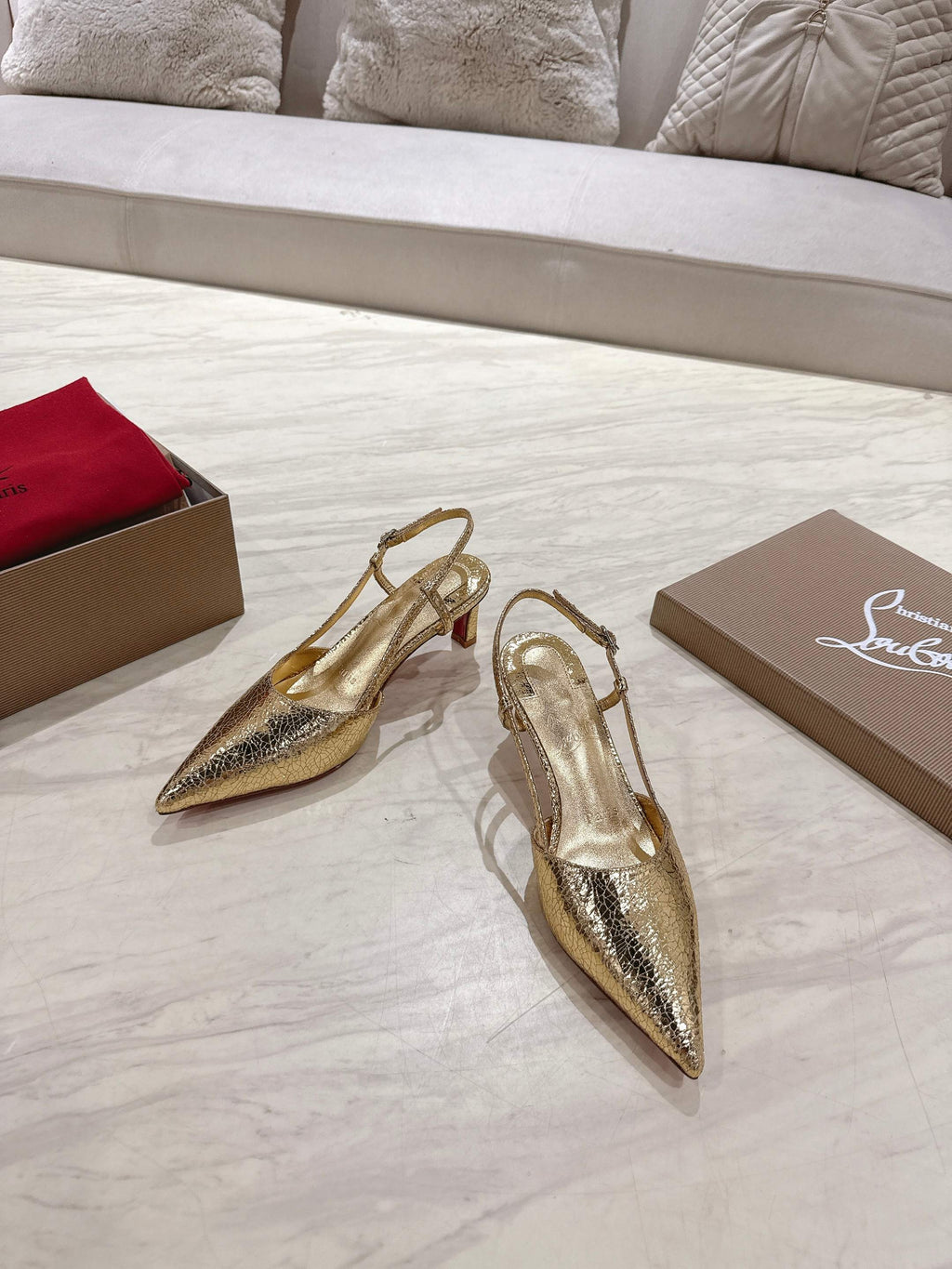 CL 25 Slingback Gold   Fabric 335141