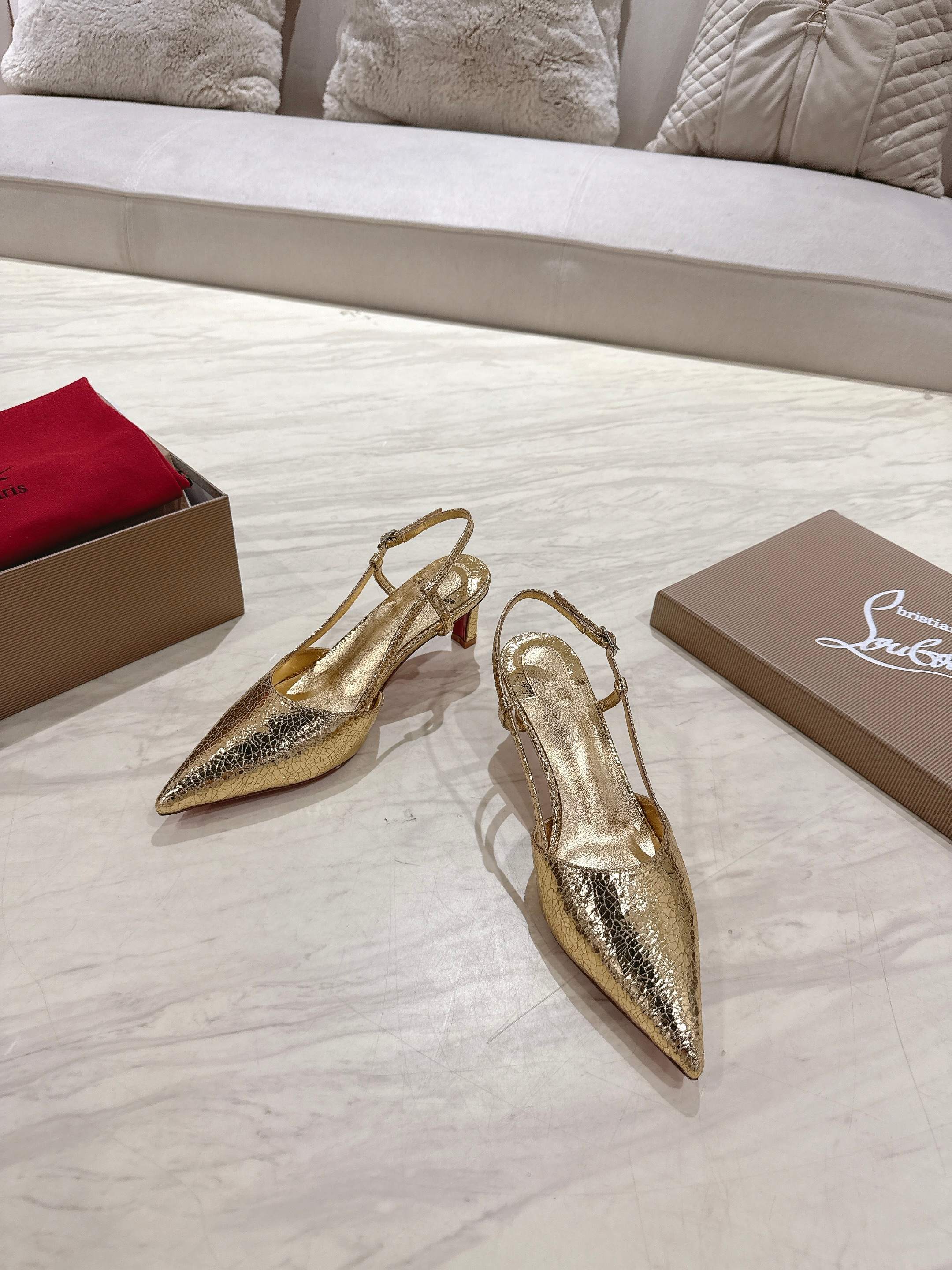 CL 25 Slingback Gold   Fabric 335141